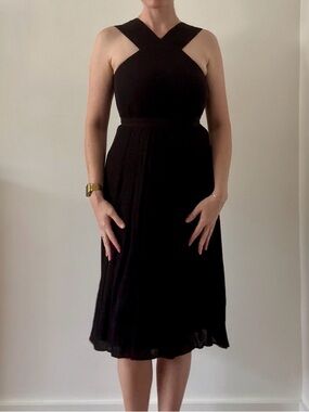 & Other Stories Black Cross-Front Midi Dress